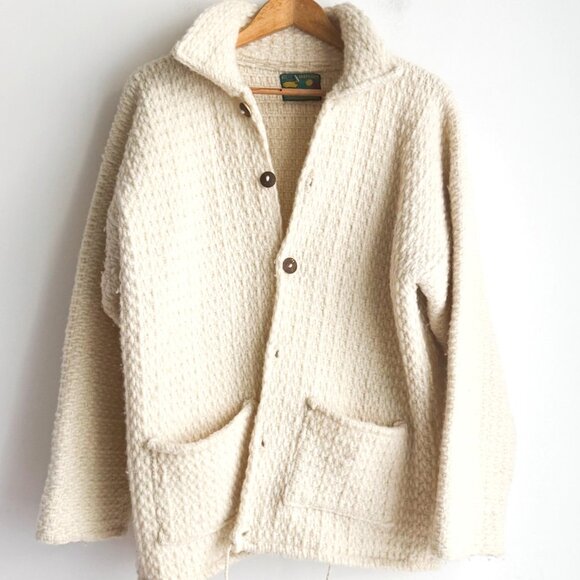 Vintage CCH Imports Chunky Wool Made in Equador Chunky Sweater Coat M/L - Picture 1 of 6